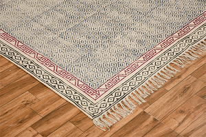 Alfombra Étnica de Algodón Hecha a Mano, Tejido Plano Estampado, Decoración Boho para el Hogar, Patrón Geométrico, Ecológica, Antideslizante, Apta para Mascotas - Product Image 4