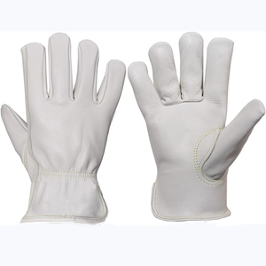 Guantes de Seguridad de Cuero de Grano Completo, Textura Lisa, Puño Recto, Duraderos, Antideslizantes, de Uso General, Blancos - Product Image 6