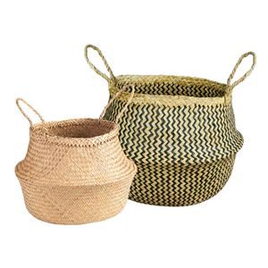 Panier décoratif artisanal en jonc de mer de la marque PHU HAO avec poignées pour le rangement du linge, les pique-niques et l'organisation - Product Image 1