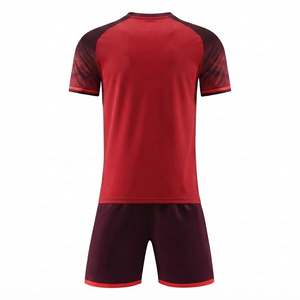 Maillot de football rouge de qualité supérieure à manches courtes, séchage rapide, respirant, en maille Spandex/Polyester, antibactérien, écologique, unisexe - Product Image 2