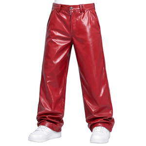 Autumn and Winter Casual Leather Pants <b>Men's</b> Leather Pants Plush <b>Man</b> Pu Leather Pants - Product Image 3