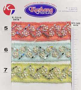 Cinta de encaje francés de poliéster metálico con lentejuelas, 18 mm de ancho, hecha a mano, estilo empresarial, elástica, con forma de onda en S, dorada, antiestática, para danza. - Product Image 6