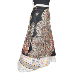 New College Girl <b>Beach</b> Wear Long Wrap Skirts Rajasthani Indian Women Wear Art Silk Rapron Skirt Indian Reversible <b>Magic</b> Sari - Product Image 2