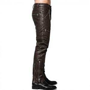 Unique Design Eco-Friendly Waterproof Lightweight Casual Winter <b>Men's</b> <b>Leather</b> <b>Pants</b> Button Fly Mid Waist Customized Printing - Product Image 2