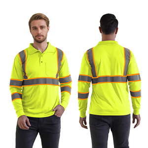 Chemises polo réfléchissantes à manches longues en gros, vêtements de sécurité haute visibilité, tissu respirant pour le personnel de construction en extérieur - Product Image 6