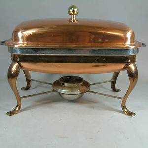 Calentador de buffet decorativo de lujo en cobre con tapa clásica y soporte de hierro para restaurantes, hoteles, catering, bodas y eventos. - Product Image 1