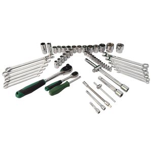 Ensemble d'outils mécaniques de 61 pièces, jeu de douilles à cliquet de 1/2" et 1/4" avec douille hexagonale de 17 mm et clés à cliquet - Product Image 2