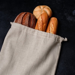 Sac à pain en lin et coton 100% |   Sac à pain avec cordon de serrage - Product Image 1
