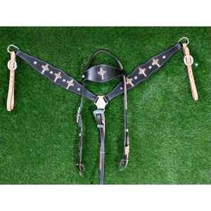 Western Headstall & Breast Collar Set Premium Cowhide Leather Lightweight <b>Top</b> Trending Custom Beaded Designs Seasonal <b>Horse</b> Tack - Product Image 1