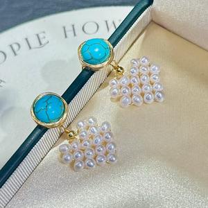 Pendientes Colgantes Finos S925 Más Vendidos, Retro, Calados, con Perlas y Hojas de Árbol, Joyería Natural de Agua Dulce en Forma de Corazón - Product Image 2