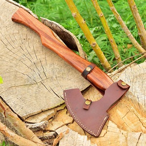 Tête de hache artisanale en acier Damas avec manche en bois et étui en cuir - Qualité industrielle DIY, disponible en ODM/OEM, lame de 5,5 pouces, 3 lb - Product Image 6