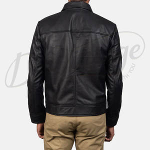 Chaqueta Clásica Negra de Cuero Genuino para Hombre - Prenda Exterior Informal de Piel de Oveja Suave de Primera Calidad con Cuello Camisero y Cierre de Cremallera - Product Image 2