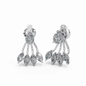 Boucles d'oreilles en diamant de culture en forme de poire Marquise céleste en or blanc 18 carats, 10 pièces, certifiées IGI pour femmes - Product Image 4