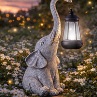 Lanterne solaire en forme d'éléphant pour jardin, certifiée IP65 et ETL, alimentée par batterie, petite lampe LED d'extérieur avec commande par bouton