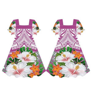 Robe Mumu à imprimé floral, manches courtes, robe pour femmes, design polynésien personnalisé, robe Mumu micronésienne - Product Image 1