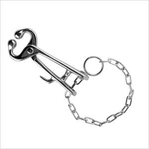 Pinza de seguridad reutilizable de acero inoxidable para ganado, 7.5 pulgadas de largo con cadena de 13.5 pulgadas, para sujetar perros y ganado, con anillo para la nariz - Product Image 2