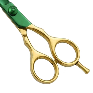 Ciseaux à barbe professionnels en gros, faible MOQ, finition or vert, acier inoxydable léger, ciseaux de coiffure OEM - Product Image 5