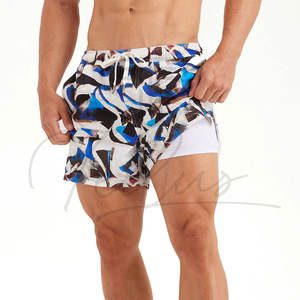 Pantalones Cortos de Baño y Playa para Hombre, de Poliéster, a Rayas, de Cintura Baja, con Logotipo Personalizado, Venta al Por Mayor - Product Image 6