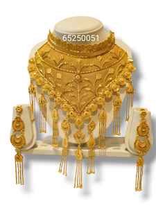 AWAIS HOUSE Gold Plated Brass Diamond Necklace & <b>Bracelet</b> Set with Claw Setting Hip Hop Style for Wedding Engagement Party - Product Image 4