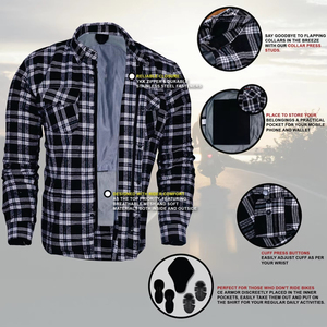 Chemise en flanelle classique pour moto, doublée en aramide et Kevlar, protection personnalisée certifiée CE, chemise blindée en flanelle - Product Image 4