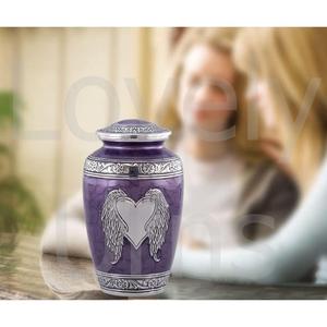 Angel Wings Cremation <b>Urn</b> Handcrafted Heart <b>Large</b> Adult Wings of Love Memorial <b>Urn</b> Velvet Bag Purple OEM ODM Factory - Product Image 5
