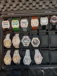 Montre de luxe sertie de diamants carrés, chiffres bleus, montre élégante - Product Image 5