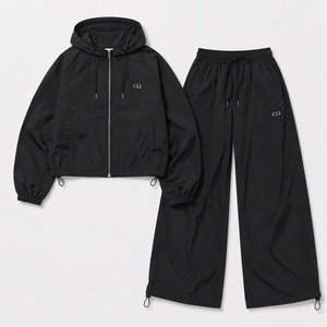 Ensemble de survêtement unisexe coupe-vent à capuche 100 % nylon du fabricant – Veste zippée intégrale froissée et pantalon long – Streetwear personnalisé - Product Image 4