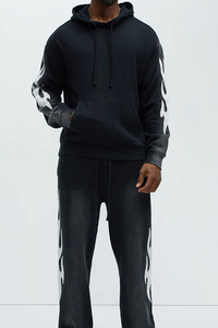 Sudadera con capucha de apliques de gran venta, OEM personalizada para hombre, estilo boxy, de felpa francesa lavada, con bordado desgastado y parche de apliques, MOQ bajo - Product Image 6