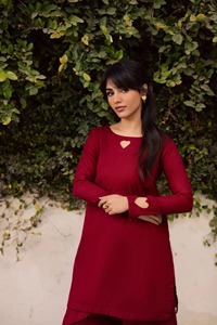 Red Cotton High-quality Fully Stitched <b>Kurta</b> Loose Fit Midi Length Heart Cutout Design <b>Women</b> Party Wear Wrinkle Free India - Product Image 4