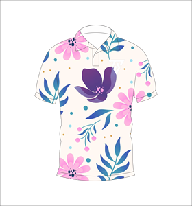 Mens White Multicolor Large Floral Polo Shirt Custom Sublimation Short Sleeve Summer Casual Breathable Lightweight Golf Shirt - Product Image 4