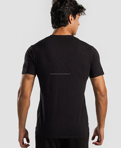 T-shirt de sport pour homme, design unique, 100% coton respirant, coupe ajustée, col en V, manches courtes, effet délavé, logo personnalisé, prix bas, meilleur MOQ - Product Image 3