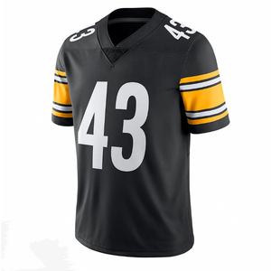 Camiseta de fútbol americano negra para hombre, número 43, manga corta, uniforme de equipo, camiseta de fútbol americano personalizada con cuello en V, sublimada - Product Image 3