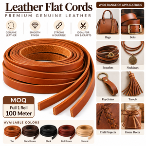 Flat <b>Leather</b> <b>Cords</b> Genuine <b>Leather</b> Straps for Bracelet Making DIY Crafts Jewelry Findings Roll Pack Brown - Product Image 4
