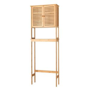 Mobile Bagno in Bambù Massiccio a 2 Ante e 1 Ripiano, Design Moderno, Ecologico, per Uso in Cucina, Colore Burlywood - Product Image 5