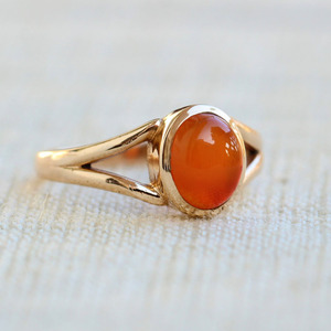 Bague en cornaline plaquée or, bague artisanale mignonne en pierres précieuses, bijoux minimalistes pour filles - Product Image 6