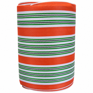 Rollo de Tela de Nailon Reciclado con Rayas Naranjas, Verdes y Blancas para la Fabricación Textil y Aplicaciones Industriales - Product Image 1