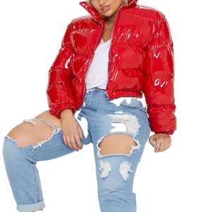 OEM Custom logo Warm Shiny <b>Bubble</b> <b>Coats</b> Customized Long Sleeve Solid Zipper Pocket Short Women Puffer Jacket Winter Jacket - Product Image 1