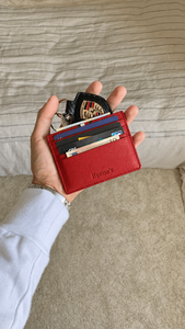 Beena's Red Genuine Leather Slim <b>Card</b> Holder Minimalist Business <b>Card</b> Wallet Bank <b>Card</b> <b>SD</b> <b>Card</b> Credit <b>Card</b> Storage No Closure - Product Image 3
