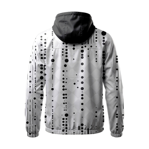 <b>Men's</b> Casual Hooded Zipper Jacket Black White Dot Pattern <b>Long</b> Sleeve Lightweight Windbreaker <b>Coat</b> <b>Long</b> sleeve hooded jacket - Product Image 2