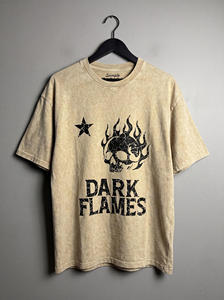 Custom Mens Vintage Washed Graphic T <b>Shirt</b> Oversized Streetwear <b>Flame</b> Skull Print Short Sleeve Crew Neck Cotton Casual Tee - Product Image 6