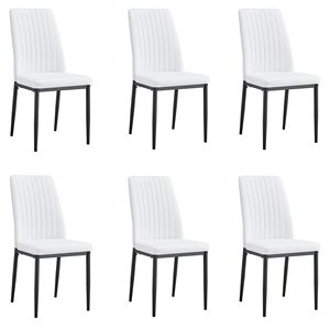 Moderne sedie da pranzo a 6 pezzi Set sedili laterali imbottiti in ecopelle con gambe in metallo bianco per cucina e sala da pranzo - Product Image 1