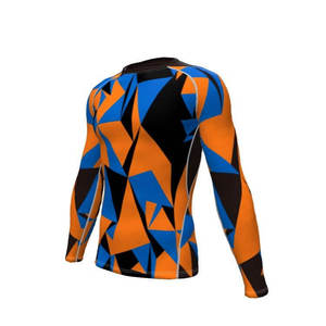 <b>Mens</b> Geometric <b>Compression</b> Rash Guard Long Sleeve Athletic MMA Training Performance <b>Shirt</b> - Product Image 3