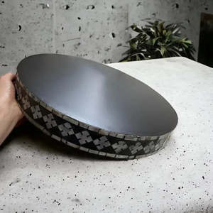 Modern Hexagonal <b>Serving</b> <b>Tray</b> With <b>Black</b> And White Geometric Pattern Handmade Mother Of Pearl Decorative Plate For Home Use - Product Image 4