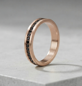 Rose Gold <b>Tungsten</b> <b>Ring</b> 18k Gold Black Cubic Zirconia Inlay Comfort Fit Wedding Band Eternity <b>Ring</b> for Engagement Bridal Shower - Product Image 1