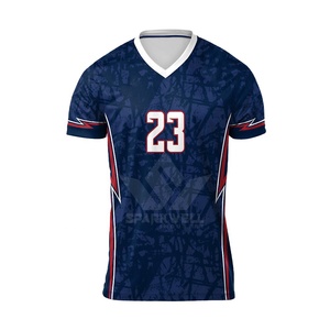 Maillot de football américain personnalisé pour homme, bleu marine, col en V, manches courtes, sublimé, anti-transpiration, uniforme d'équipe - Product Image 1