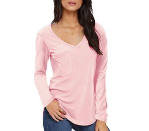 Camiseta Casual Personalizada para Mujer, Talla Grande, Corte Ajustado, Cuello en V, Rayas, Manga Corta, Tela Jersey Ecológica, con Decoración de Logotipo - Product Image 2