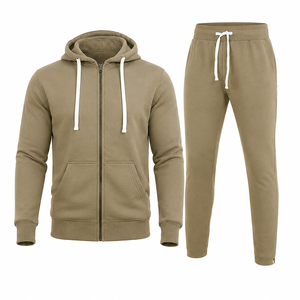 Men Plain Fleece <b>Hoodie</b> and Jogger Pants Set Modern Sports Tracksuit for <b>Workout</b> and Lounge Wear - Product Image 1