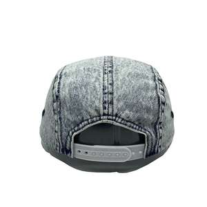 Classical Blue Acid Wash Denim 5 Panel Snap <b>Back</b> Cap and Hat With Custom Logo <b>Patch</b> for Kids - Product Image 3
