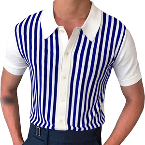 Camisa de Hombre 100% Algodón, Estilo Inglés, a Rayas, de Manga Corta, Cuello Blanco, Cierre de Botones, Corte Regular - Product Image 3
