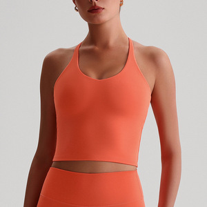 Custom Wholesale Women’s U-Neck Color Block Crop Top – <b>Back</b> Closure Sports Vest for Running & Fitness - Product Image 5